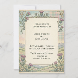 Hochland-Distel-Keltische-Hochzeits-Einladung Einladung