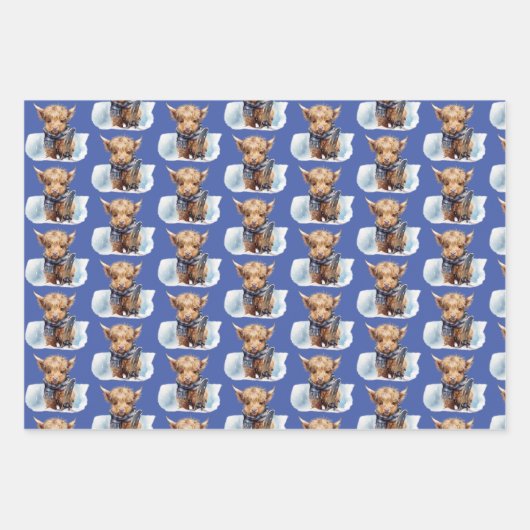 Hochland-Kuh-Abunga-Wrapping Paper - Blau Geschenkpapier Set (Vorderseite 3)