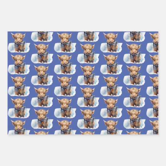Hochland-Kuh-Abunga-Wrapping Paper - Blau Geschenkpapier Set (Vorderseite 2)