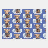 Hochland-Kuh-Abunga-Wrapping Paper - Blau Geschenkpapier Set (Vorderseite)