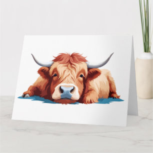 Hochland Kuh Adorable Animal Sleeping Relaxing Spa Karte