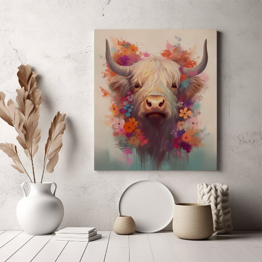 Hochland Kuh Art Print Farmyard Wall Decke Leinwanddruck