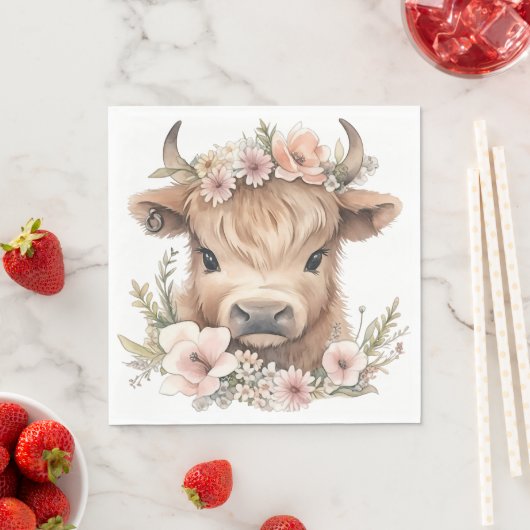 Hochland-Kuh-Blütenboho-Party-Servietten Serviette (Beispiel)