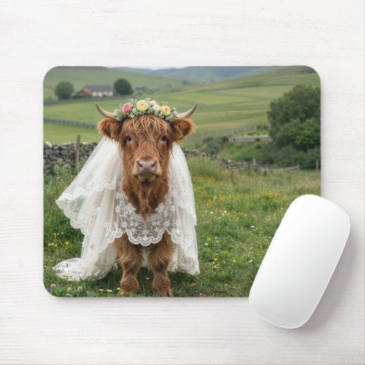 Hochland-Kuh Braut Mousepad (Mit Mouse)