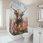 Hochland Kuh farbenfrohe Tulips Malerei Duschvorhang (Beispiel)