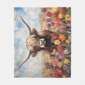 Hochland Kuh farbenfrohe Tulips Malerei Fleecedecke (Vorderseite)