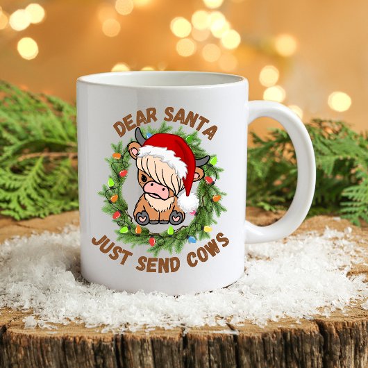 Hochland Kuh Farm Weihnachtsleuchten Kaffeetasse