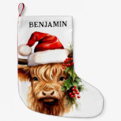 Hochland-Kuh-Feierliche Farm Weihnachten Kleiner Weihnachtsstrumpf (Vorderseite)