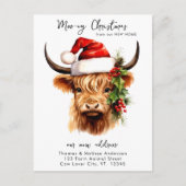 Hochland-Kuh-Fest Farm Tierweihnachtsbewegung Postkarte (Vorderseite)