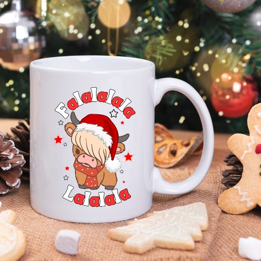 Hochland Kuh Festlicher Bauernhof Frohe Weihnachte Kaffeetasse
