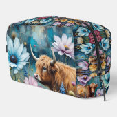 Hochland Kuh floral farbenfroher Kosmos Tapestry Waschbeutel (Rechte Ecke)