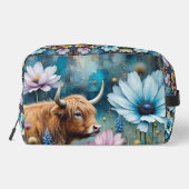 Hochland Kuh floral farbenfroher Kosmos Tapestry Waschbeutel (Rückseite)