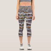 Hochland-Kuh-Foto Collage Capris-Leggings, Capri Leggings (Vorderseite)