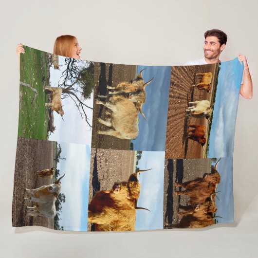Hochland-Kuh-FotoCollage, Fleecedecke (Beispiel)
