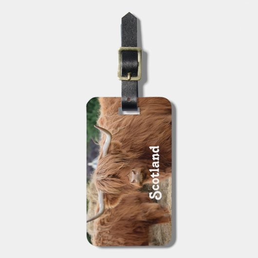 Hochland-Kuh Gepäckanhänger (Vorderseite vertikal)