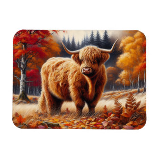Hochland Kuh Herbst Wasserfarbe flexibel Magnet