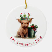 Hochland Kuh Holly Crown Foto Ornament (Rot) (Vorne)