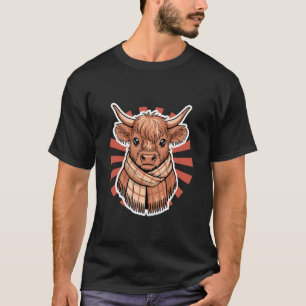 Hochland-Kuh-Kalb in Schal T-Shirt