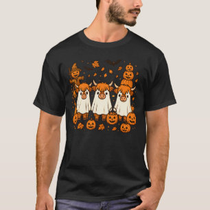 Hochland-Kuh-Kürbis-Herbst-Rustikale-Landhaus-Deko T-Shirt
