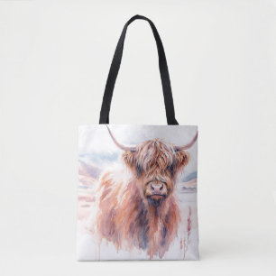 Hochland-Kuh-Landschaft Wasserfarbe Tasche