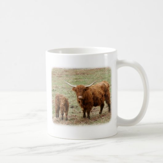 Hochland-Kuh mit Kalb 9Y316D-048 Kaffeetasse (Rechts)