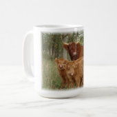 Hochland-Kuh mit Kälbern Kaffeetasse (Vorderseite Links)