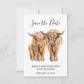 Hochland Kuh Paare Dusche Save the Date (Vorderseite)