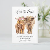 Hochland Kuh Paare Dusche Save the Date (Stehend Vorderseite)