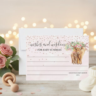 Hochland Kuh Pink Baby Dusche wünscht Weisheit Einladung