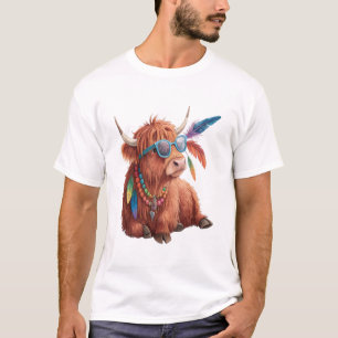 Hochland-Kuh Png, Coole Kuh Png, Sonnenbrille T-Shirt