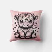 Hochland Kuh Rosa Herz Kissen (Rückseite)