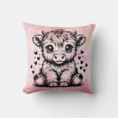 Hochland Kuh Rosa Herz Kissen (Vorderseite)