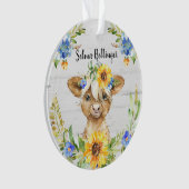 Hochland Kuh Sonnenblume Rustikaler Bauernhof Weih Ornament (Vorderseite)