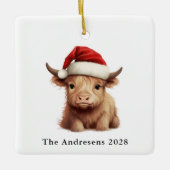 Hochland Kuh Square Keramik Foto Ornament (Vorderseite)