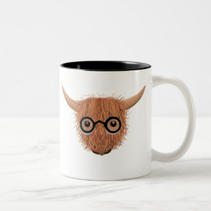 Hochland-Kuh trägt Schauspiel-Tasse Zweifarbige Tasse