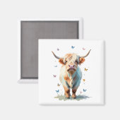 Hochland Kuh Vector Malerei Adorable Fun Tier Magnet (Vorderseite/Rückseite)