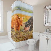 Hochland-Kuh-Wasserfarbe #3 Duschvorhang (Beispiel)