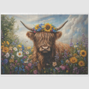 Hochland-Kuh-Wildblume-Blume Kronen-Decoupage Seidenpapier