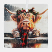 Hochland Kuh Winter Glass Ornament Aus Glas (Rückseite)