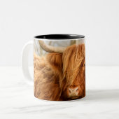 Hochland-Kuh Zwei-Tonnen-Tasse Zweifarbige Tasse (Vorderseite Links)