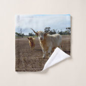 Hochland-Kühe-Ate-Crop, Badetuch-Set Badhandtuch Set (Waschlappen)