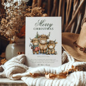 Hochland-Kühe Wasserfarbe Rustikale Weihnachten