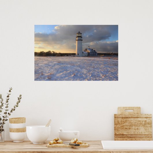 Hochland-Leuchtturm Cape Cod im Winter Poster (Küche)