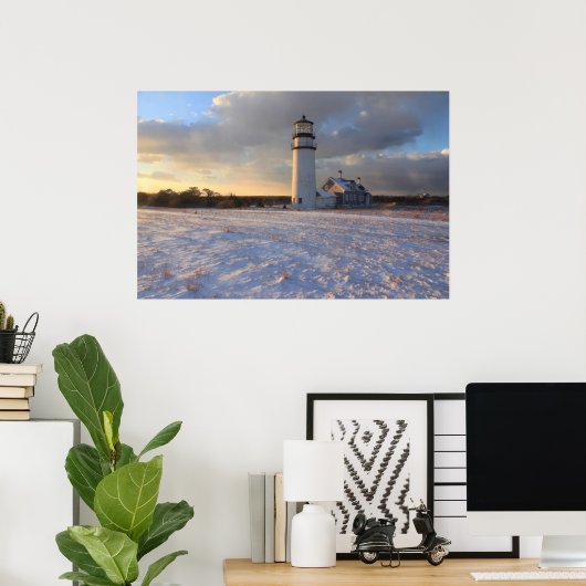 Hochland-Leuchtturm Cape Cod im Winter Poster (Heimbüro)