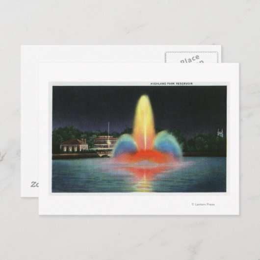 Hochland Park Reservoir beleuchtet bei Nacht Postkarte (Vorne/Hinten)