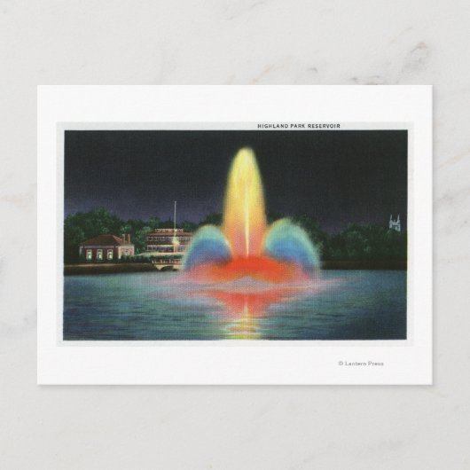 Hochland Park Reservoir beleuchtet bei Nacht Postkarte (Vorderseite)