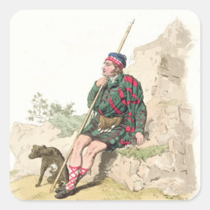 Hochland-Schäfer, 'vom Kostüm von Great Britain Quadratischer Aufkleber