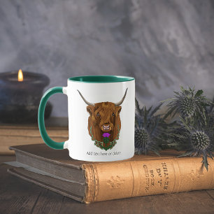 Hochland-Schottland-Kuh Lila Celtic Distel Tasse