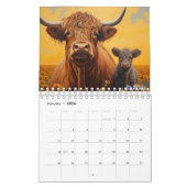 Hochlandkuh 2025 Kalender mit Kälbersonnenblume (Jan 2026)
