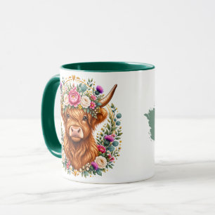 Hochlandkuh-Blumenkranz Schottische Botanik Tasse